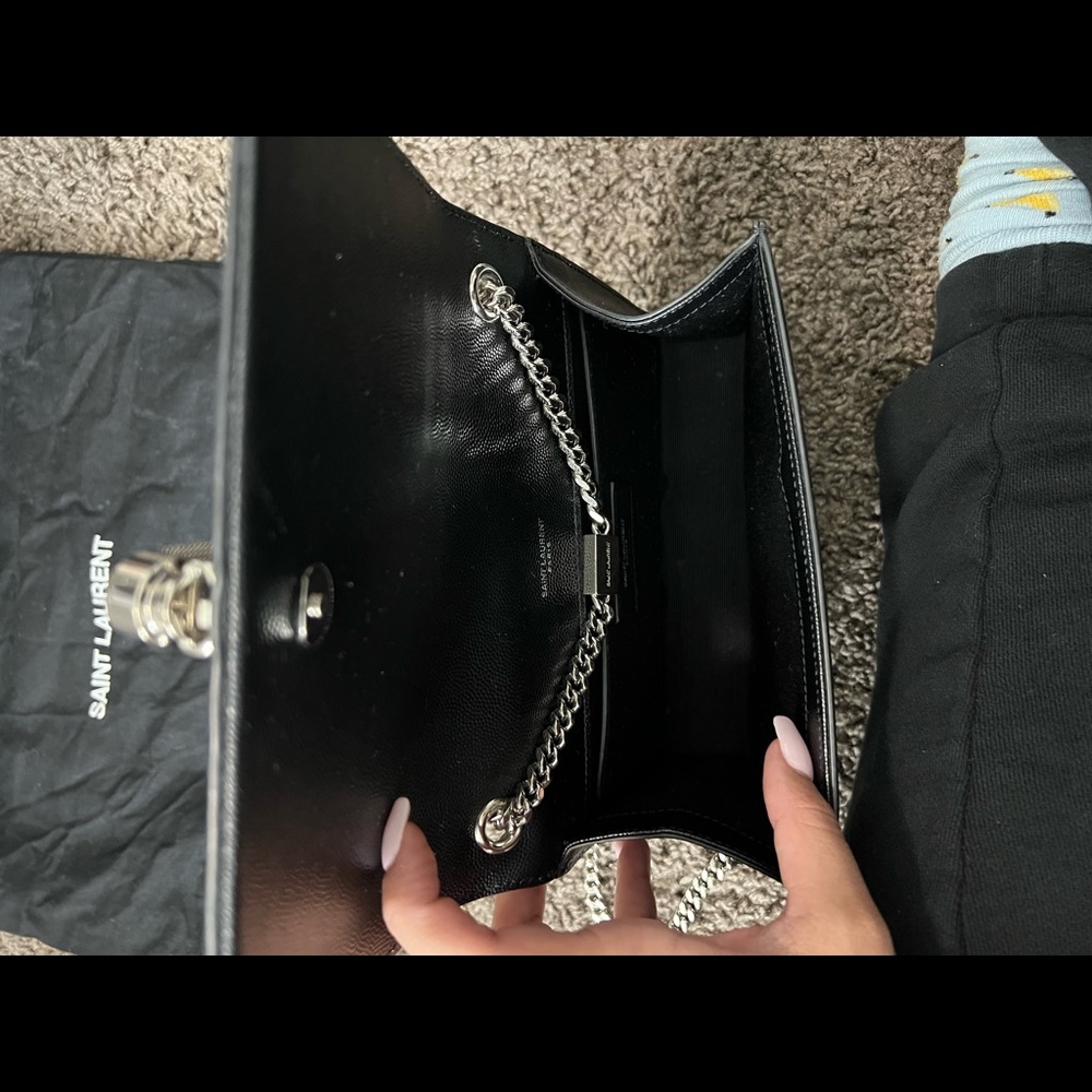 Black YSL purse with silver chain - Picture 4 of 6